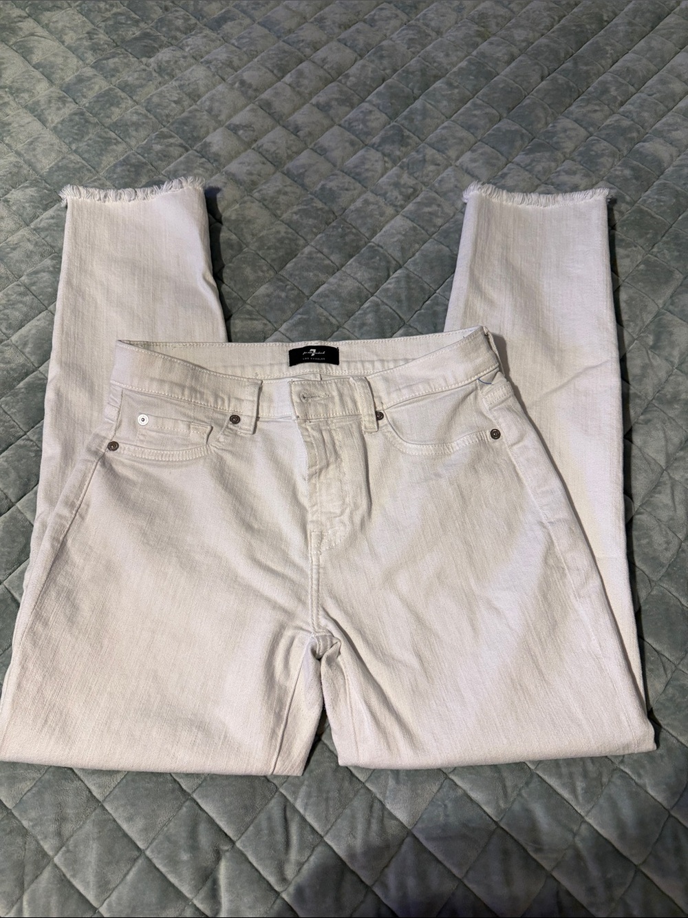 For all Mankind White Raw-Hem Skinny Jeans - size 28